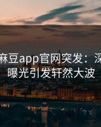 爆料！麻豆app官网突发：深夜丑闻曝光引发轩然大波