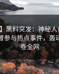 【爆料】黑料突发：神秘人在中午时分被曝曾参与热点事件，轰动一时席卷全网