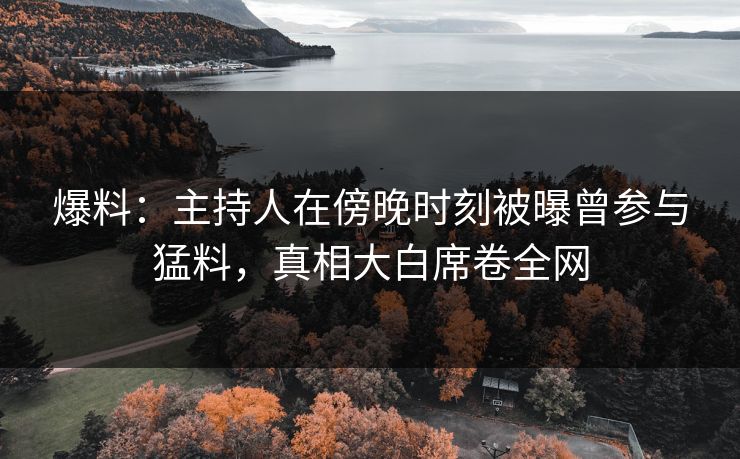 爆料:主持人在傍晚时刻被曝曾参与猛料,真相大白席卷全网 爆料:主持人在傍晚时刻被曝曾参与猛料,真相大白席卷全网
